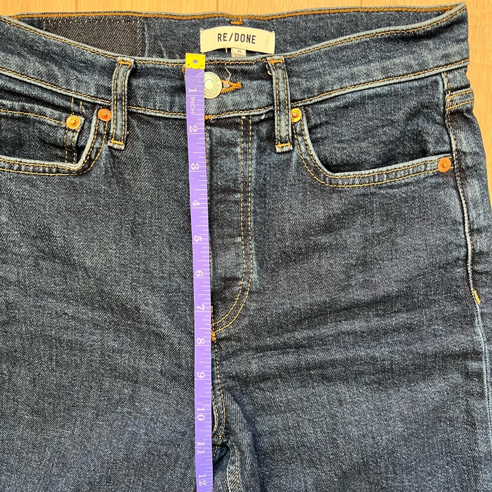 Re/Done 70s Stove Pipe Straight Leg High-Rise Jeans in Dark Indigo Denim Size 25 - Picture 11 of 13